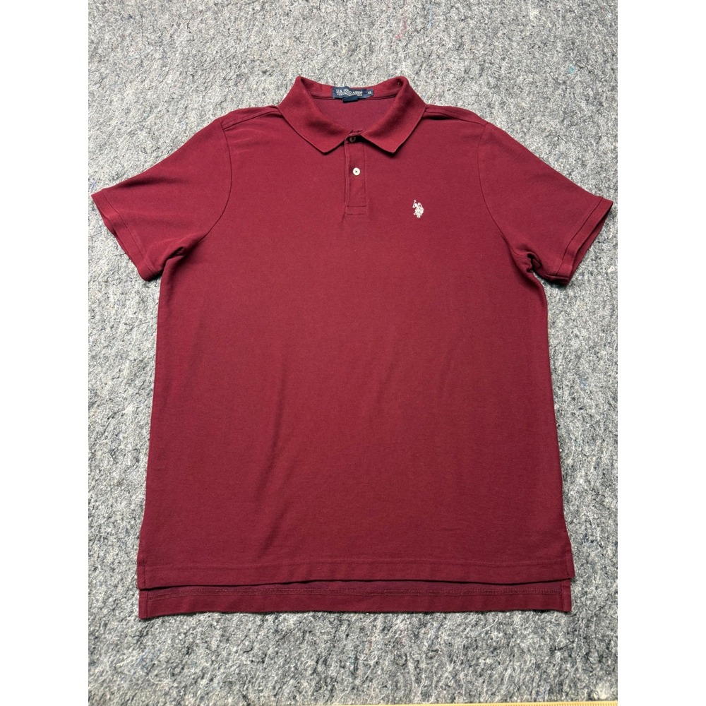 US Polo Assn Mens XL Burgundy Maroon Performance Pique Short Sleeve Polo Shirt